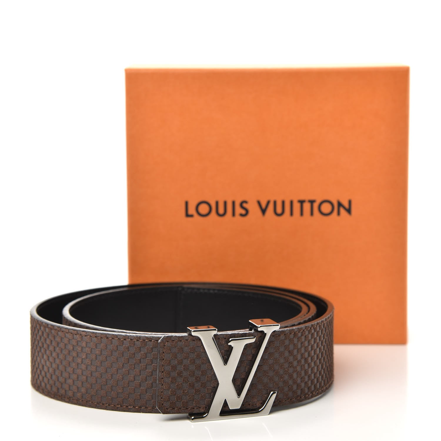 Louis Vuitton Suede Calfskin Mini Damier 40mm LV Initiales Belt 100 40 Moka 6 of 6