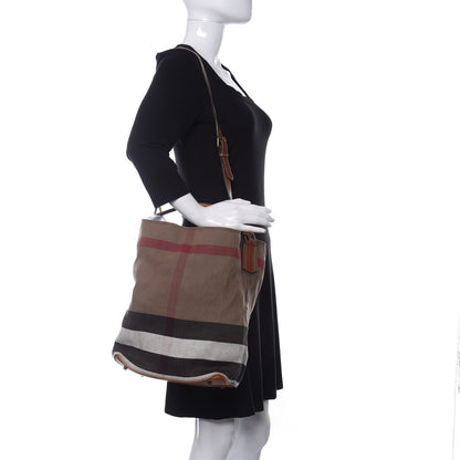 Burberry Canvas Mega Check Medium Ashby Hobo Saddle Brown 2 of 10