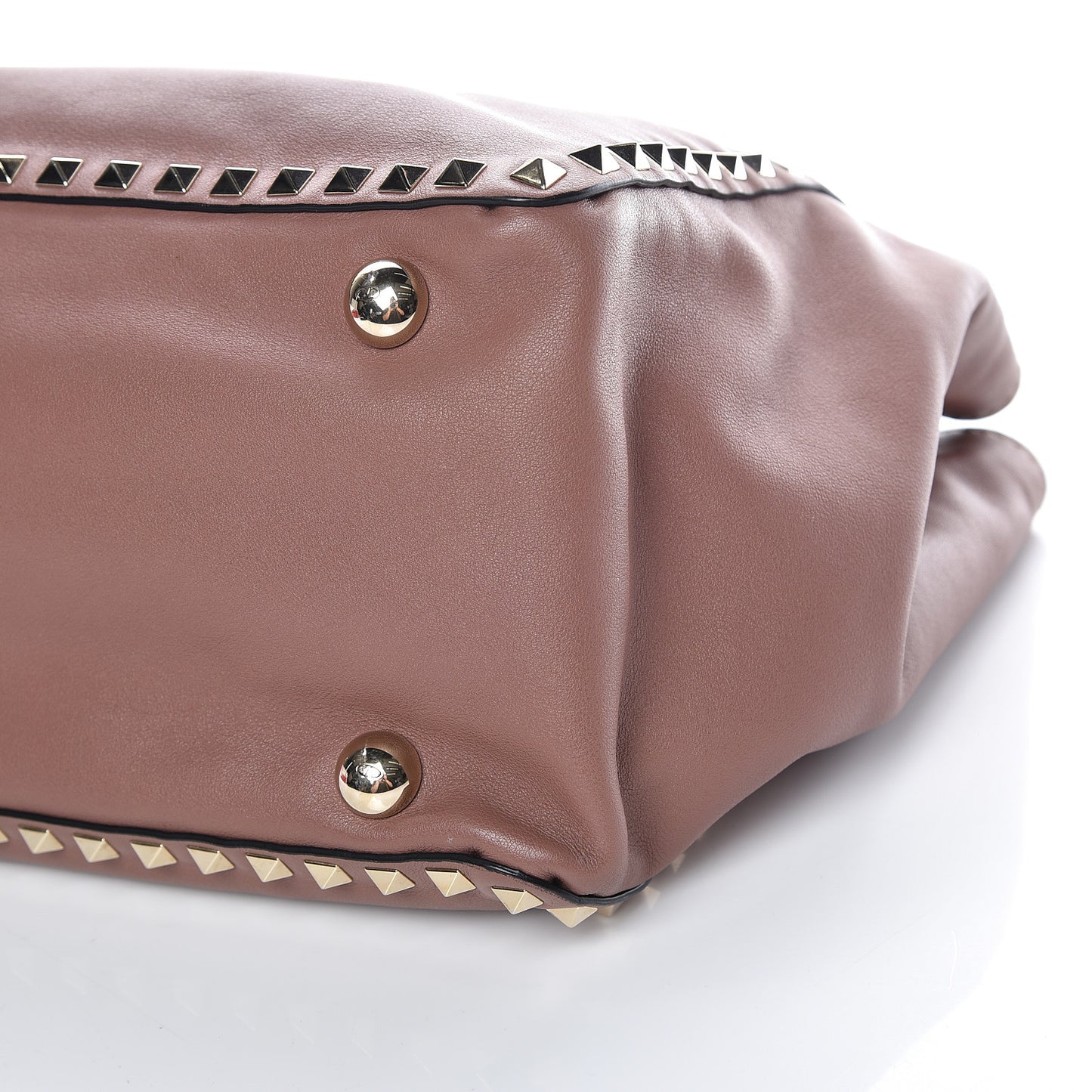Vitello Medium Rockstud Tote Brownish