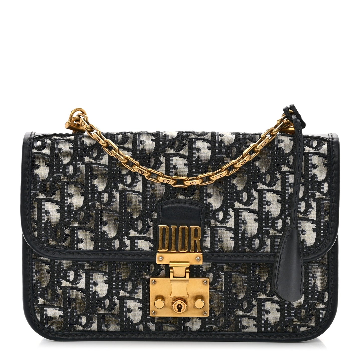 CHRISTIAN DIOR Oblique Small DiorAddict Flap Bag Navy Blue