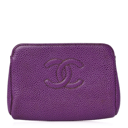 Chanel Caviar Timeless CC Cosmetic Pouch Purple 1 of 9
