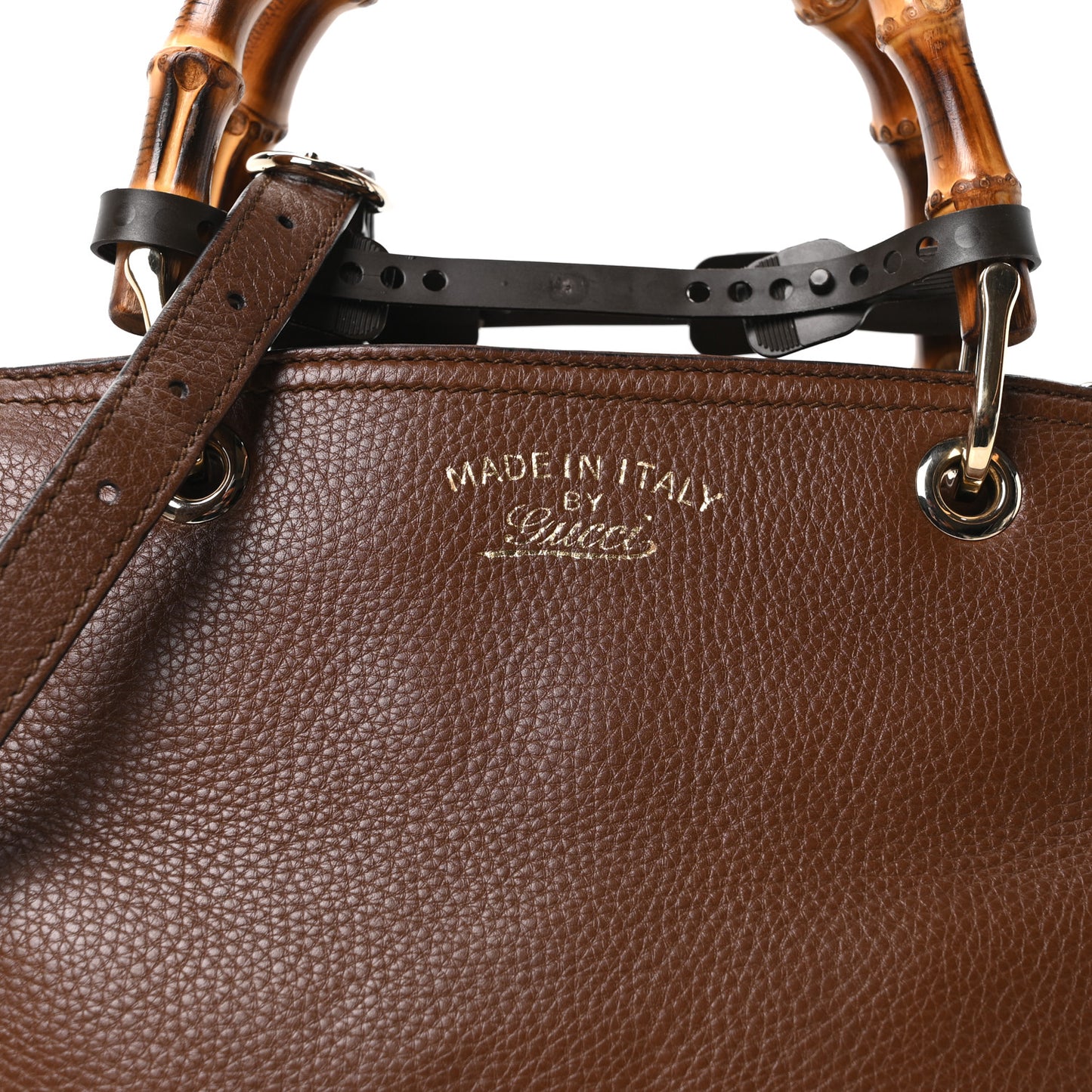 Calfskin Small Bamboo Shopper Tote Brown