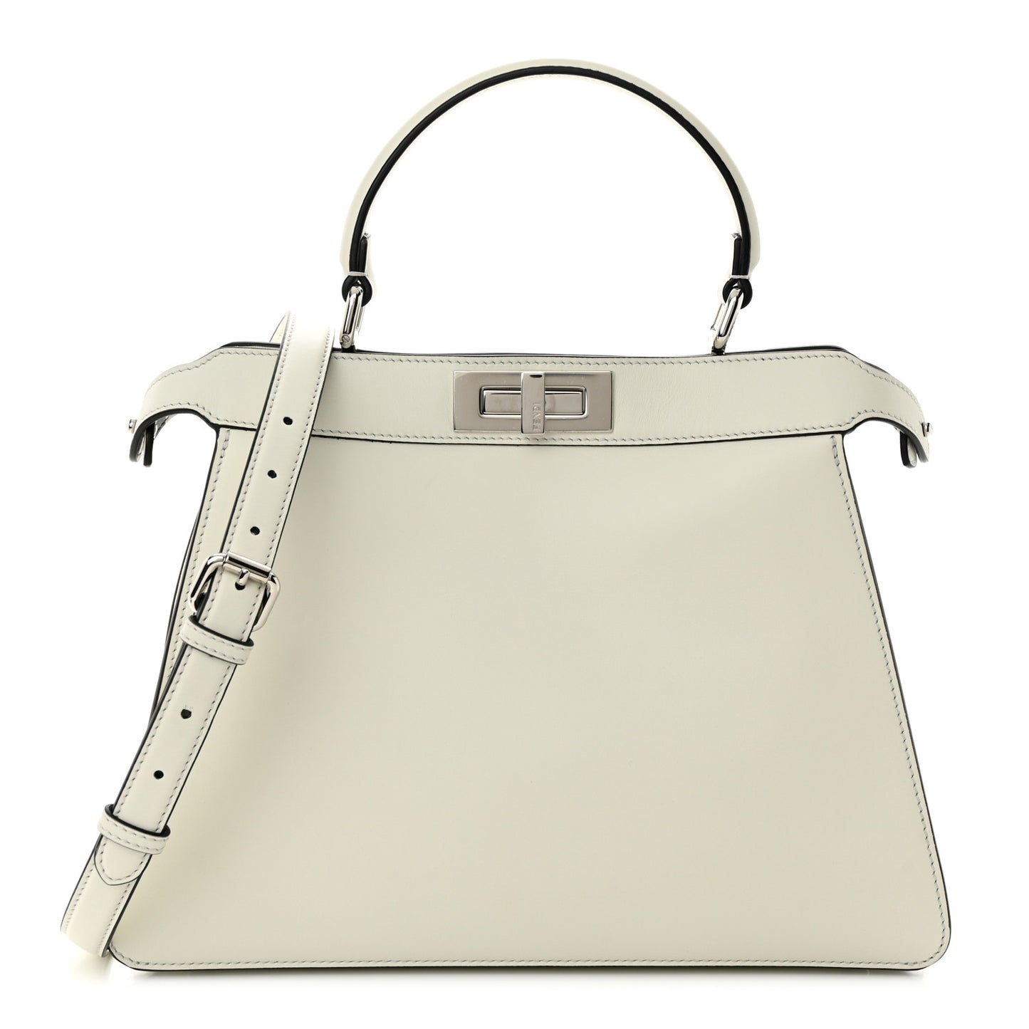 Vitello Seta Nappa Fendi Roma Stampa Medium Peekaboo I SEE U Satchel White Black