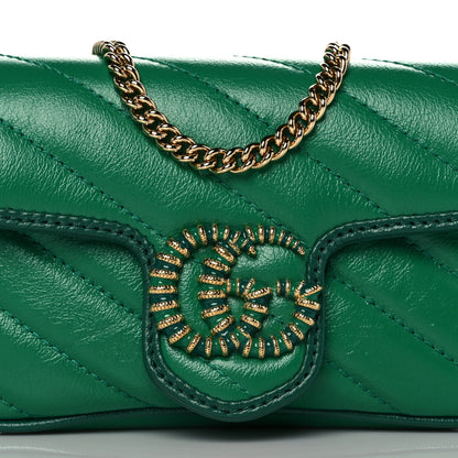 Gucci Azalea Calfskin Enamel Matelasse Diagonal Super Mini Torchon GG Marmont Shoulder Bag New Shamarock Emerald 8 of 11