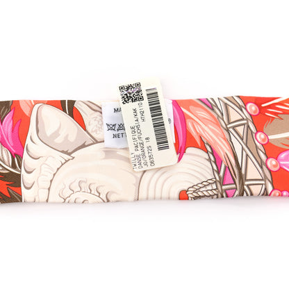 Hermes Silk La Danse Pacifique Twilly Orange Fuchsia Kaki 2 of 4
