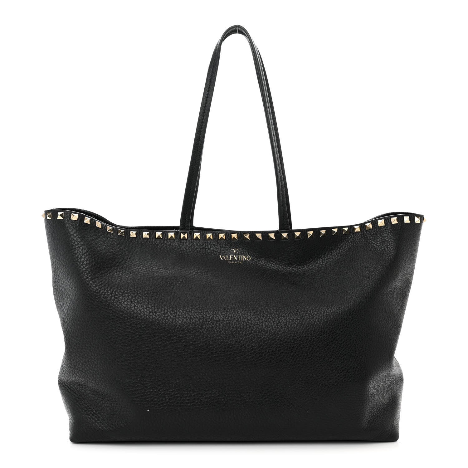 Valentino Garavani Grained Calfskin Rockstud Shoulder Tote Black 1 of 13