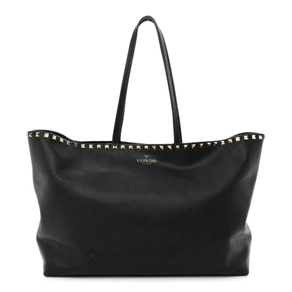 Valentino Garavani Grained Calfskin Rockstud Shoulder Tote Black 1 of 13