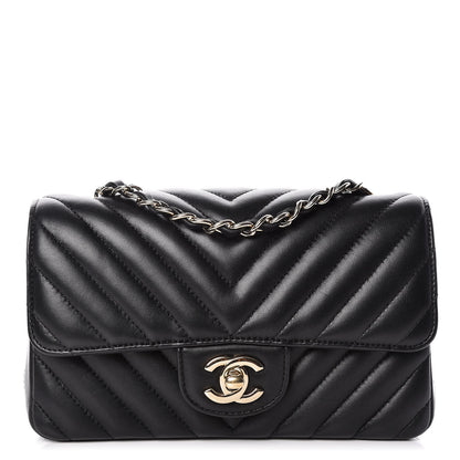 Chanel Lambskin Chevron Quilted Mini Rectangular Flap Black 1 of 10