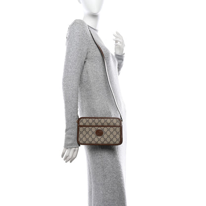 Gucci GG Supreme Monogram Azalea Calfskin Mini Retro Interlocking G Shoulder Bag Beige Ebony Brown Sugar 2 of 9