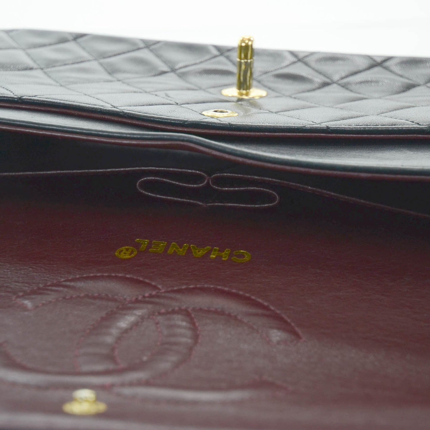 Lambskin Medium Double Flap Black