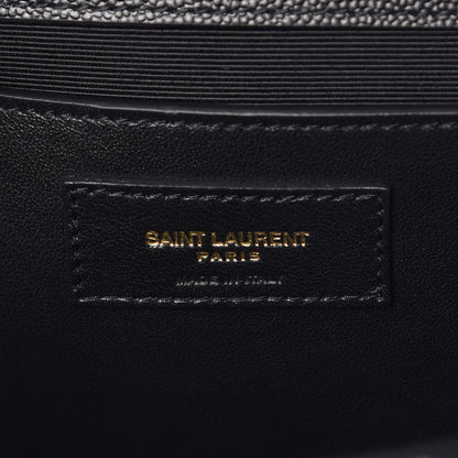 Saint Laurent Grain De Poudre Textured Mixed Matelasse Triquilt Medium Monogram Satchel Black 6 of 8