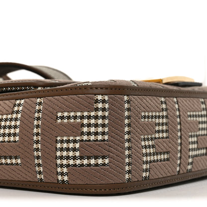 Fendi Wool Vitello King Houndstooth FF Embroidered Baguette Beige Moro 9 of 11