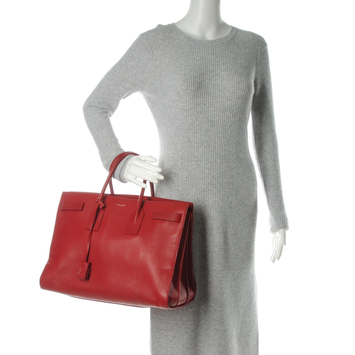 Saint Laurent Calfskin Large Sac de Jour Carryall Red 2 of 11