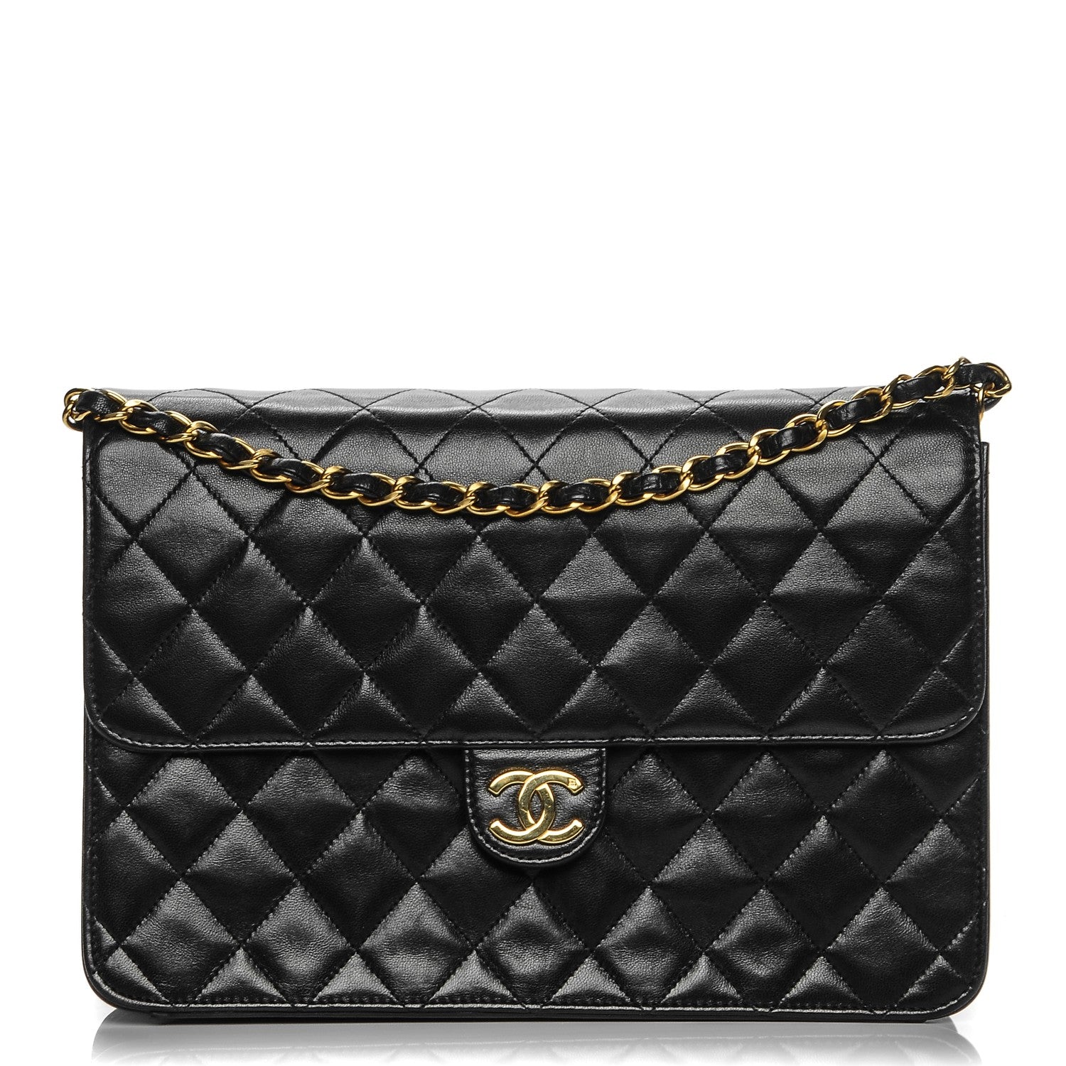Chanel Lambskin Quilted Medium Single Flap Black 1 of 7