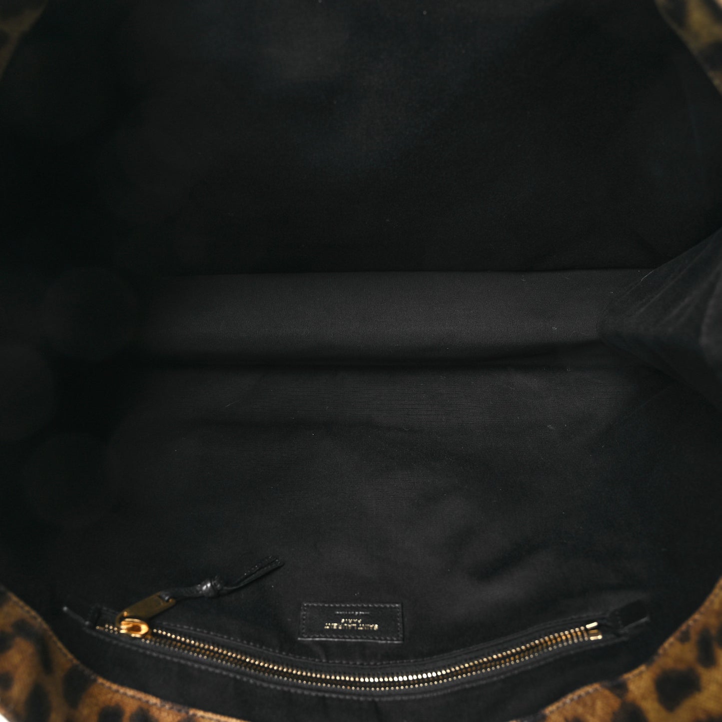 Canvas Calfskin Leopard Print Rive Gauche Noe Tote Natural Black