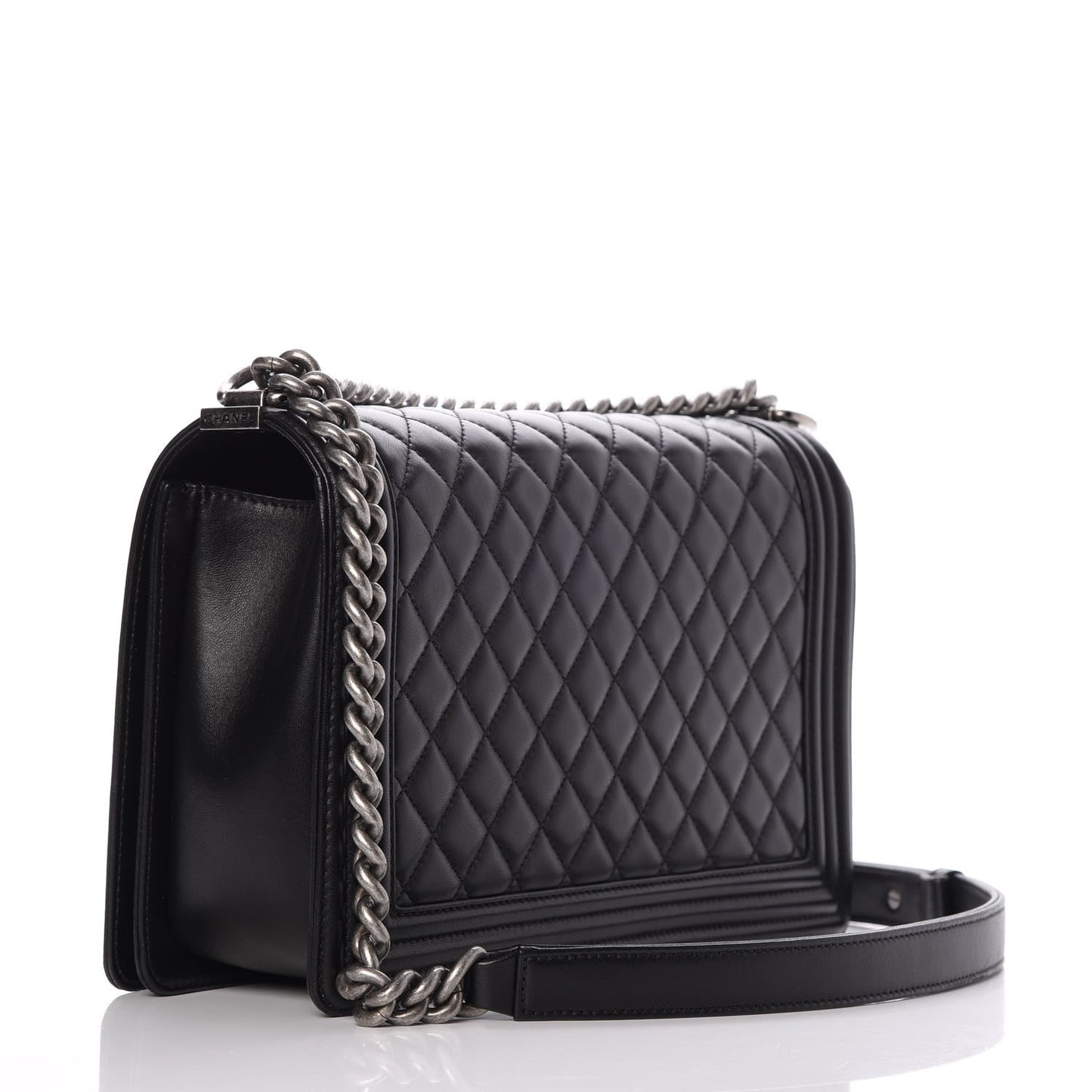 Lambskin Quilted New Medium Boy Flap Black