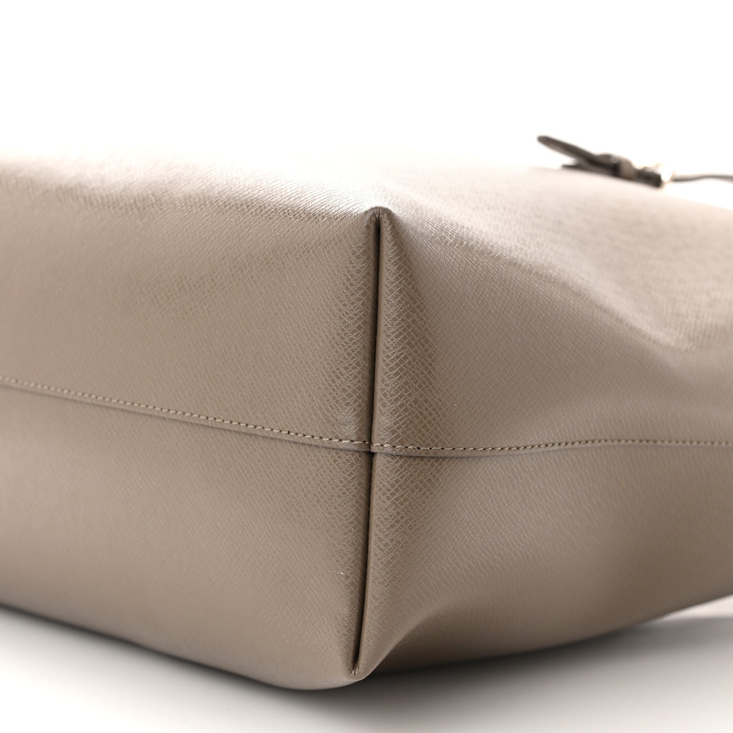 Grained Calfskin Large Shopping Tote Warm Taupe Black