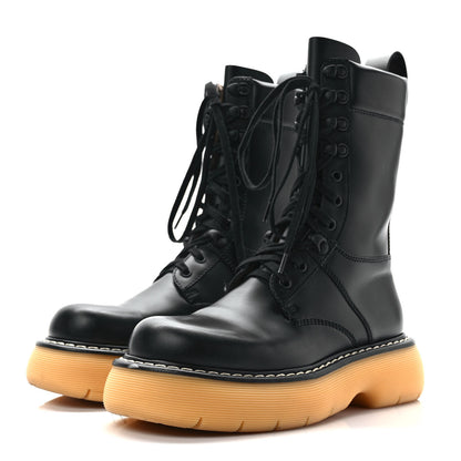 Bottega Veneta Calfskin The Swell Lace Up Boots 38.5 Black Natural Rubber 3 of 9
