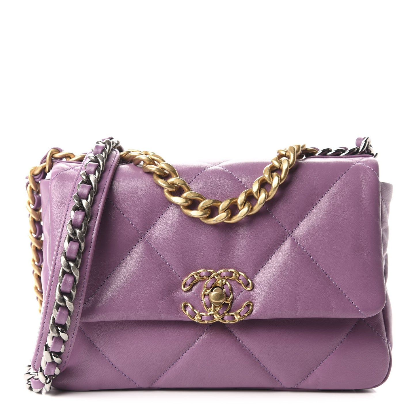 Goatskin Quilted Medium Chanel 19 Flap Violet Purple