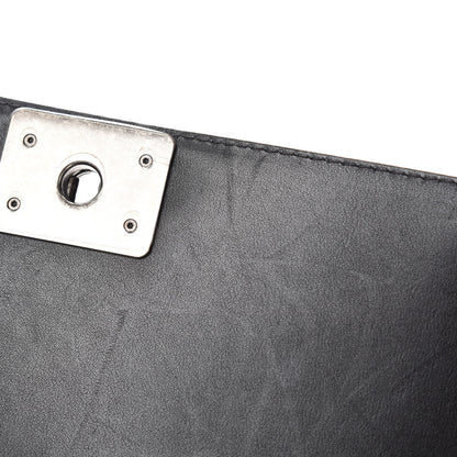 Chanel Calfskin Chevron Quilted Medium Braided Boy Flap Black 9 of 14