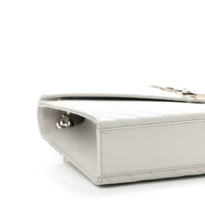 Saint Laurent Grain De Poudre Matelasse Chevron Large Monogram Satchel Light Grey 8 of 9