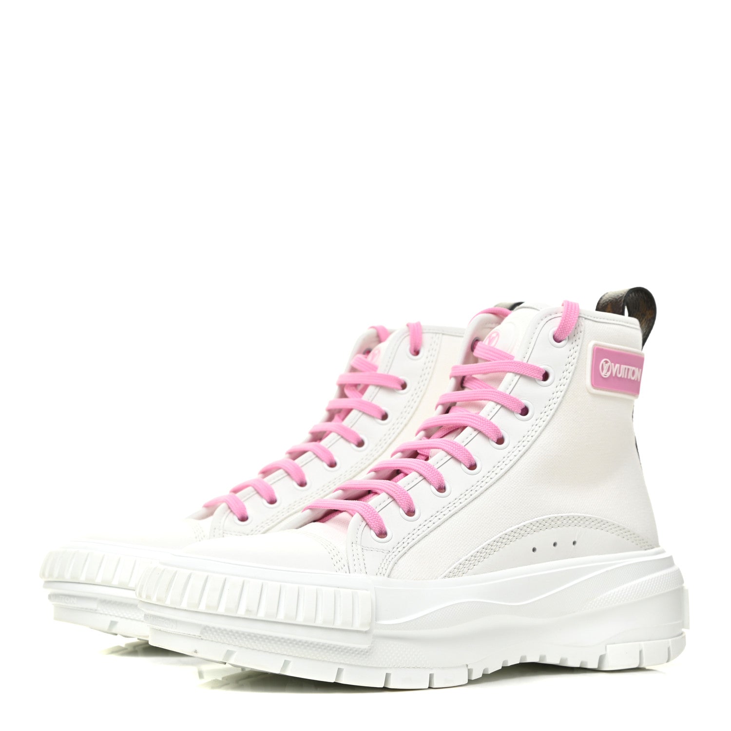 Louis Vuitton Canvas Monogram LV Squad Sneaker Boots 38 White Pink 3 of 13