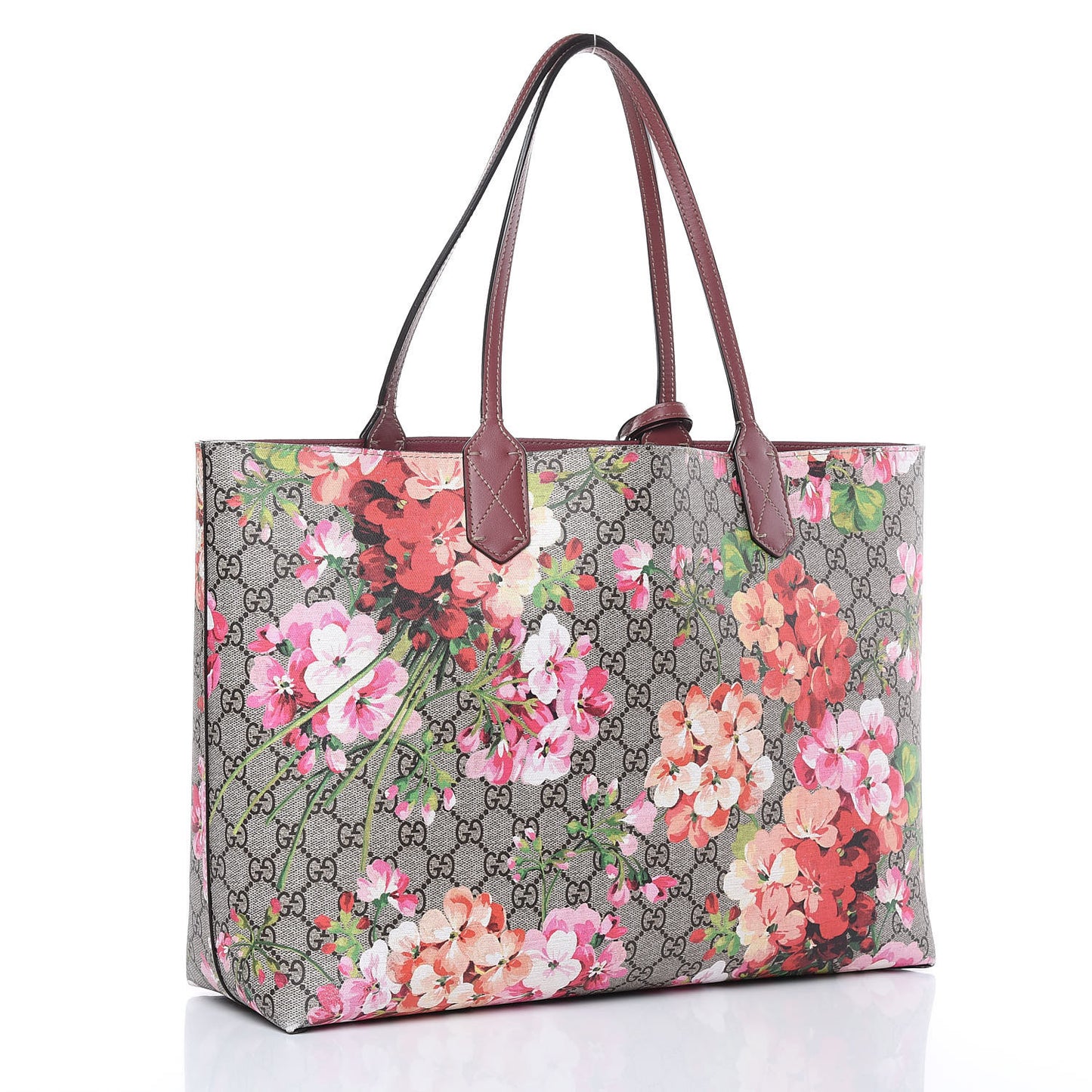 GG Supreme Monogram Blooms Medium Reversible Tote Beige Multicolor Dry Rose