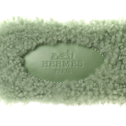 Hermes Woolskin Oran Sandals 37 Vert D'Eau 7 of 8