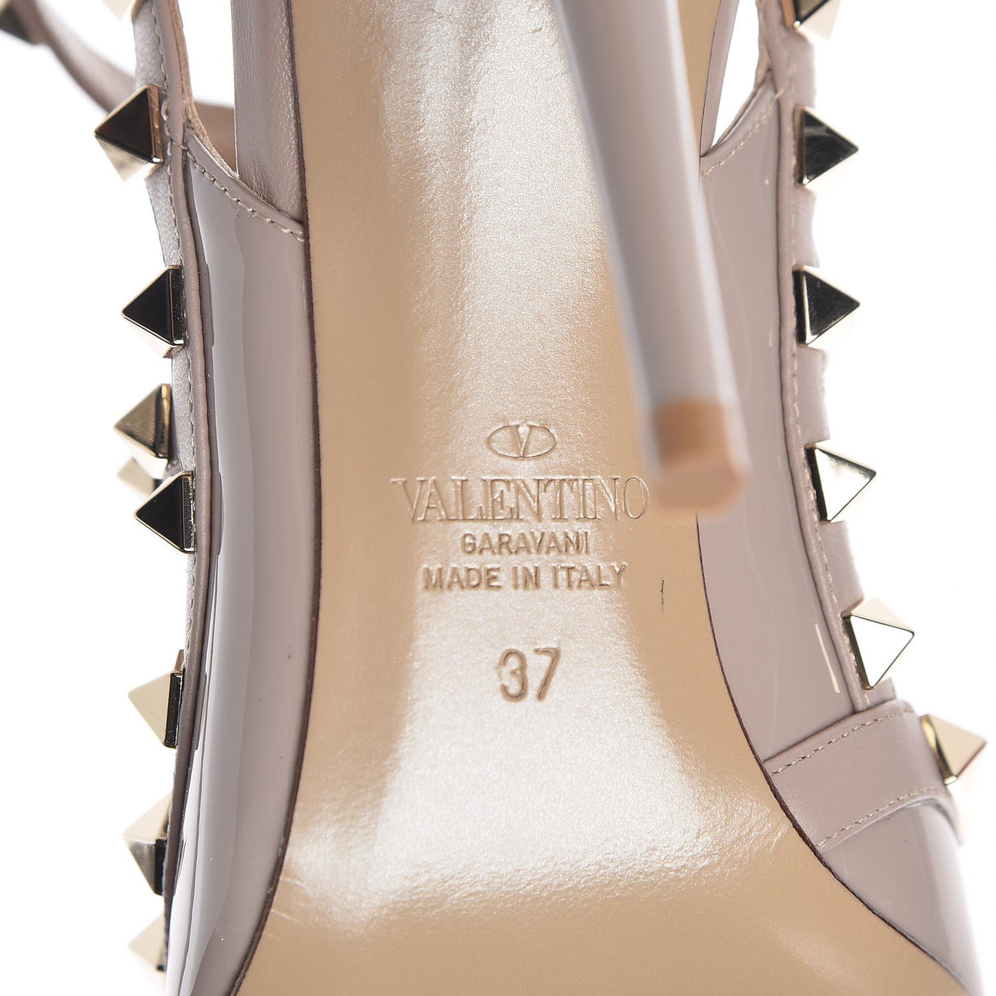 Patent Nappa Rockstud Ankle Strap 100mm Pumps 37 Poudre