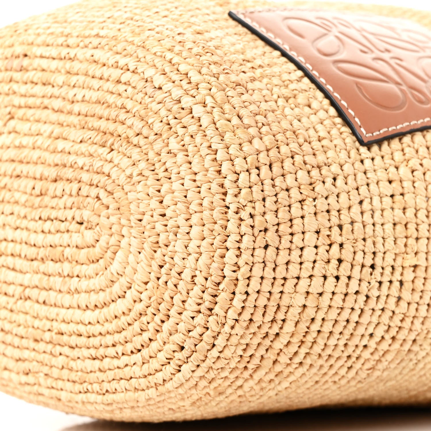 Loewe Calfskin Raffia Anagram Paulas Ibiza Pochette Bag Natural Tan 10 of 11