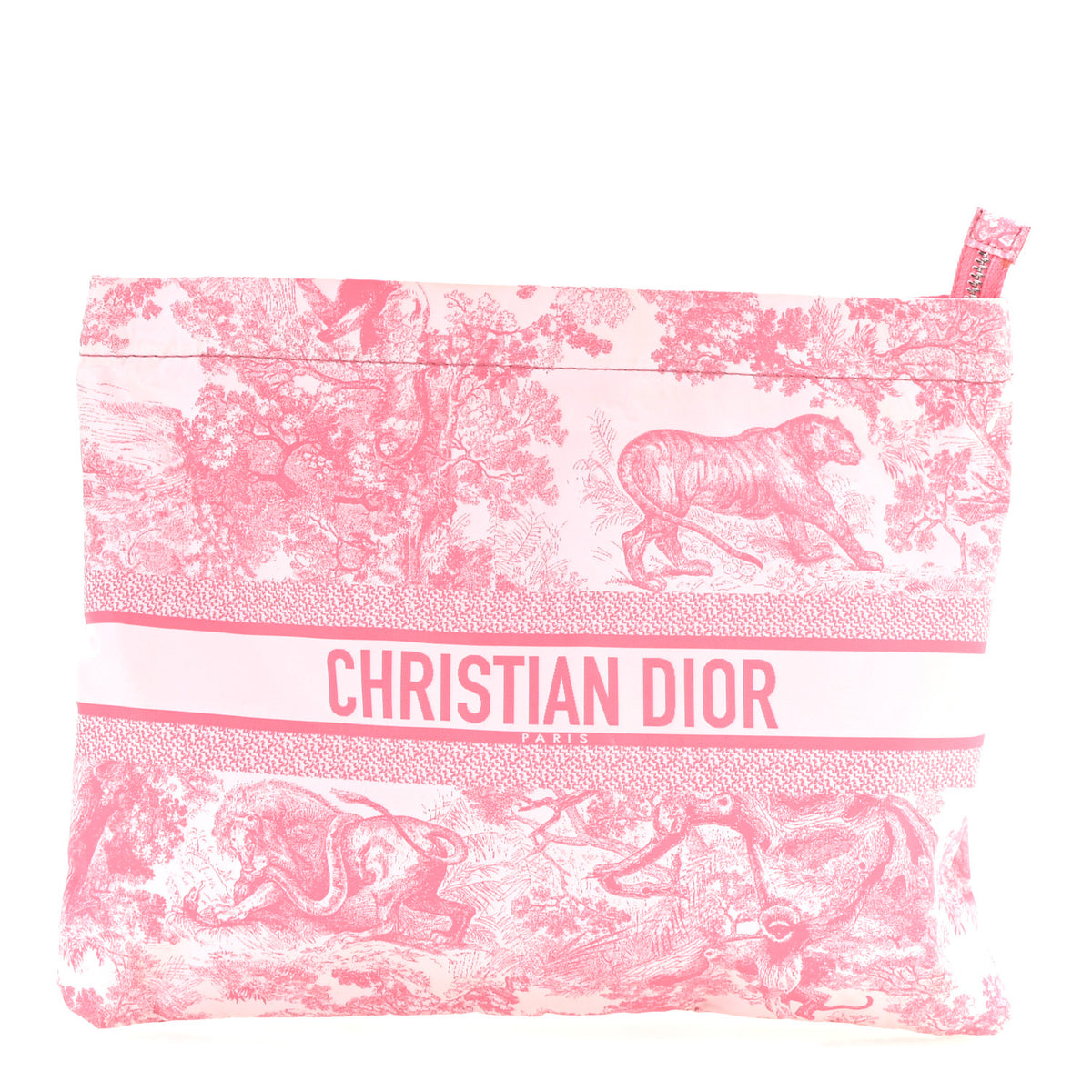 Christian Dior Canvas Embroidered Toile De Jouy Diortravel Zipped Pouch Candy Pink 1 of 7