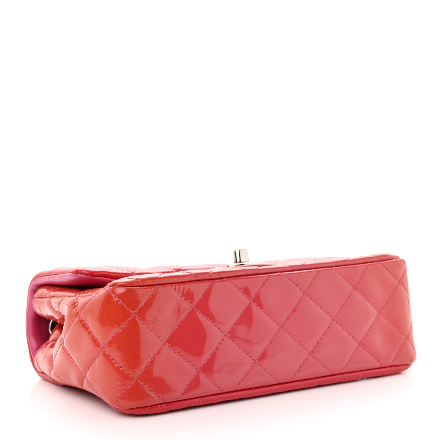 Patent Calfskin Quilted Mini Rectangular Flap Pink