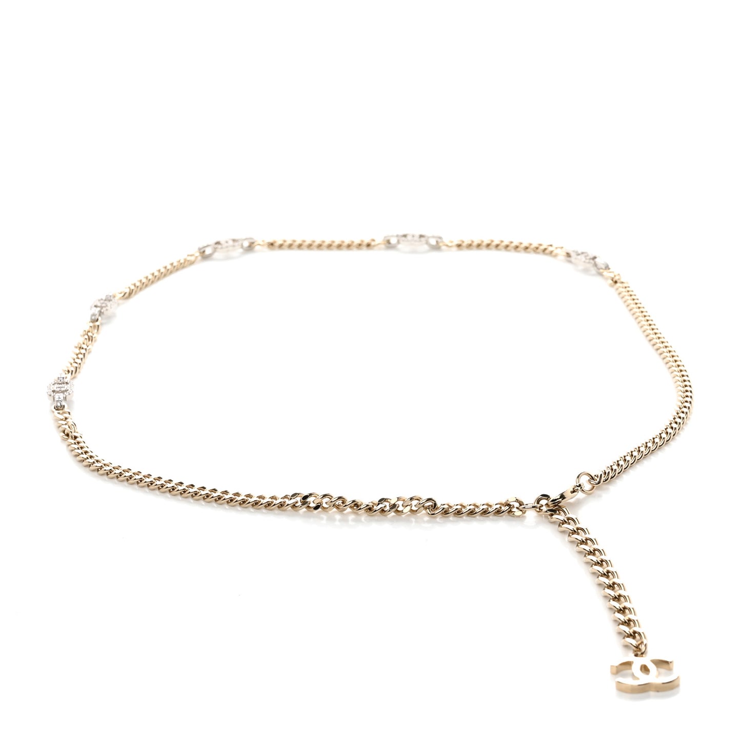 Crystal CC Chain Links Belt Gold Silver