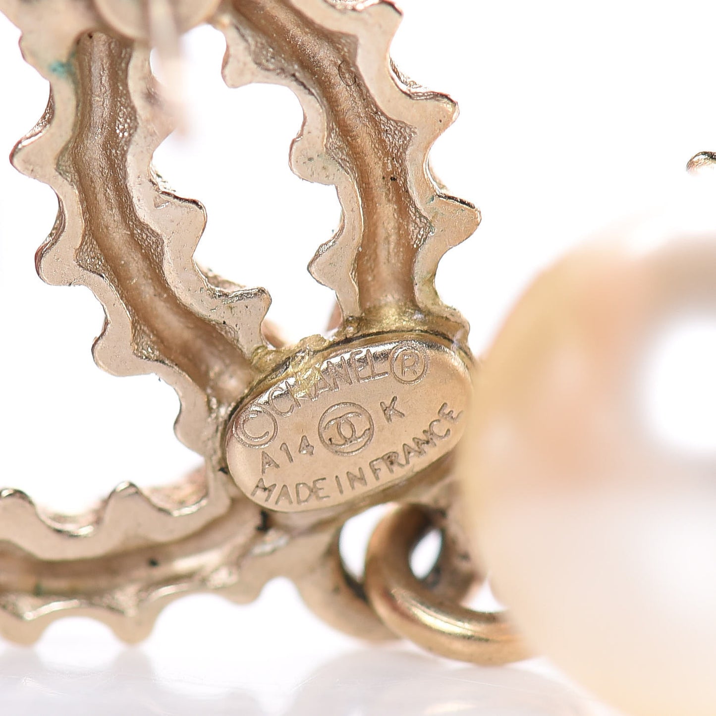 Pearl CC Drop Earrings Gold