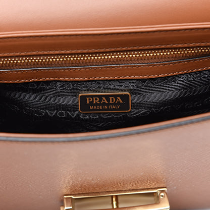 Prada Saffiano Lux Embleme Flap Shoulder Bag Cognac 6 of 8