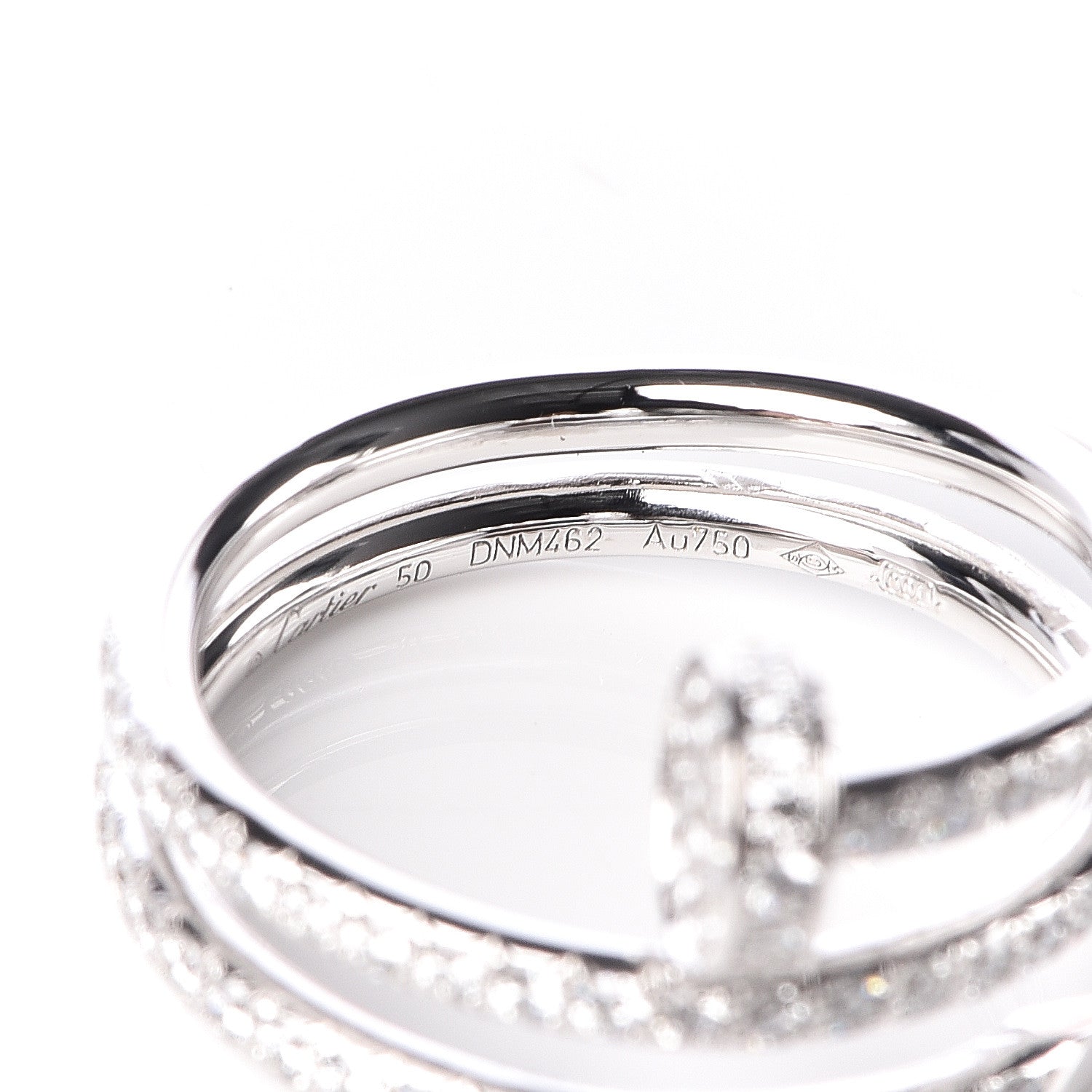 Cartier 18K White Gold Diamond Double Juste Un Clou Paved Wrap Ring 50 5.25 5 of 6
