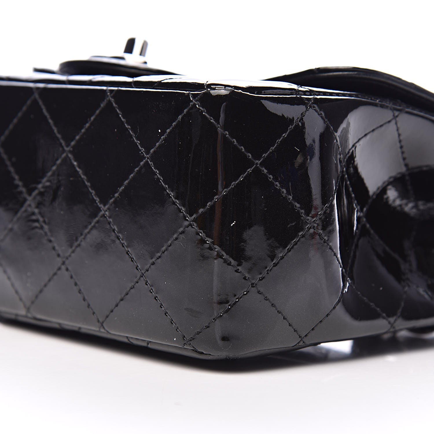 Chanel Patent Calfskin Sparkle Quilted Mini Square Flap Black 13 of 14