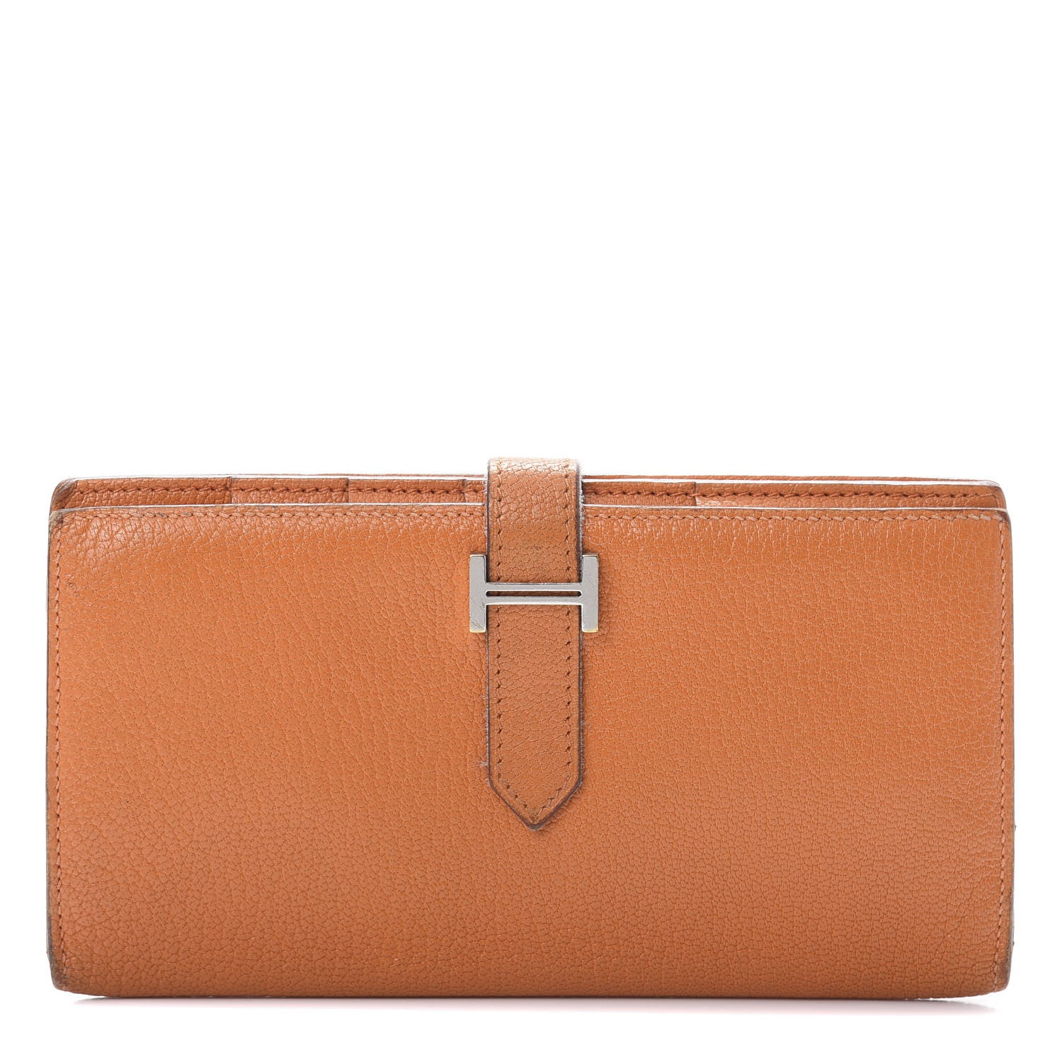 Hermes Chevre Mysore Bearn Gusset Wallet Orange 1 of 15