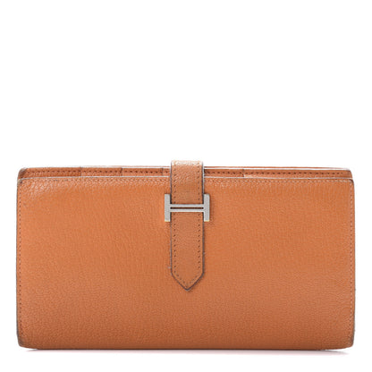 Hermes Chevre Mysore Bearn Gusset Wallet Orange 1 of 15