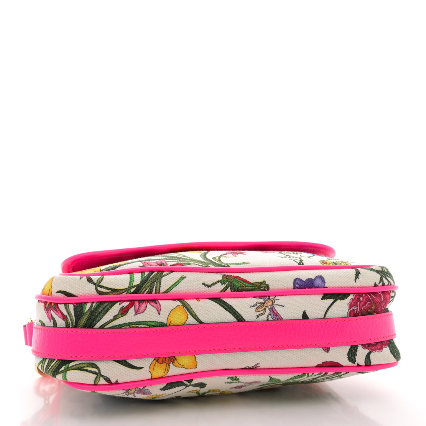 Canvas Flora Floral Shoulder Bag White Fuchsia Fluo