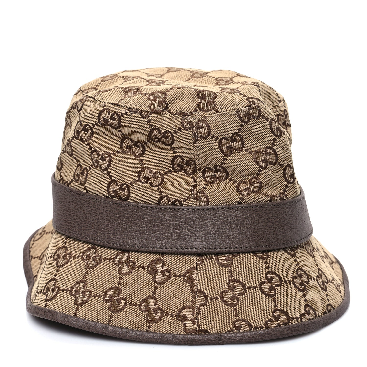 Gucci Monogram Textured Dollar Calfskin GG Jago Bucket Hat S Cacao Beige 5 of 9