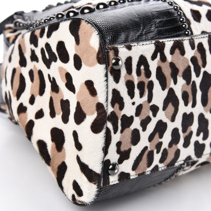 Alaia Calf Hair Leopard Print Lizard Calfskin Embossed Studded Tote 8 of 9