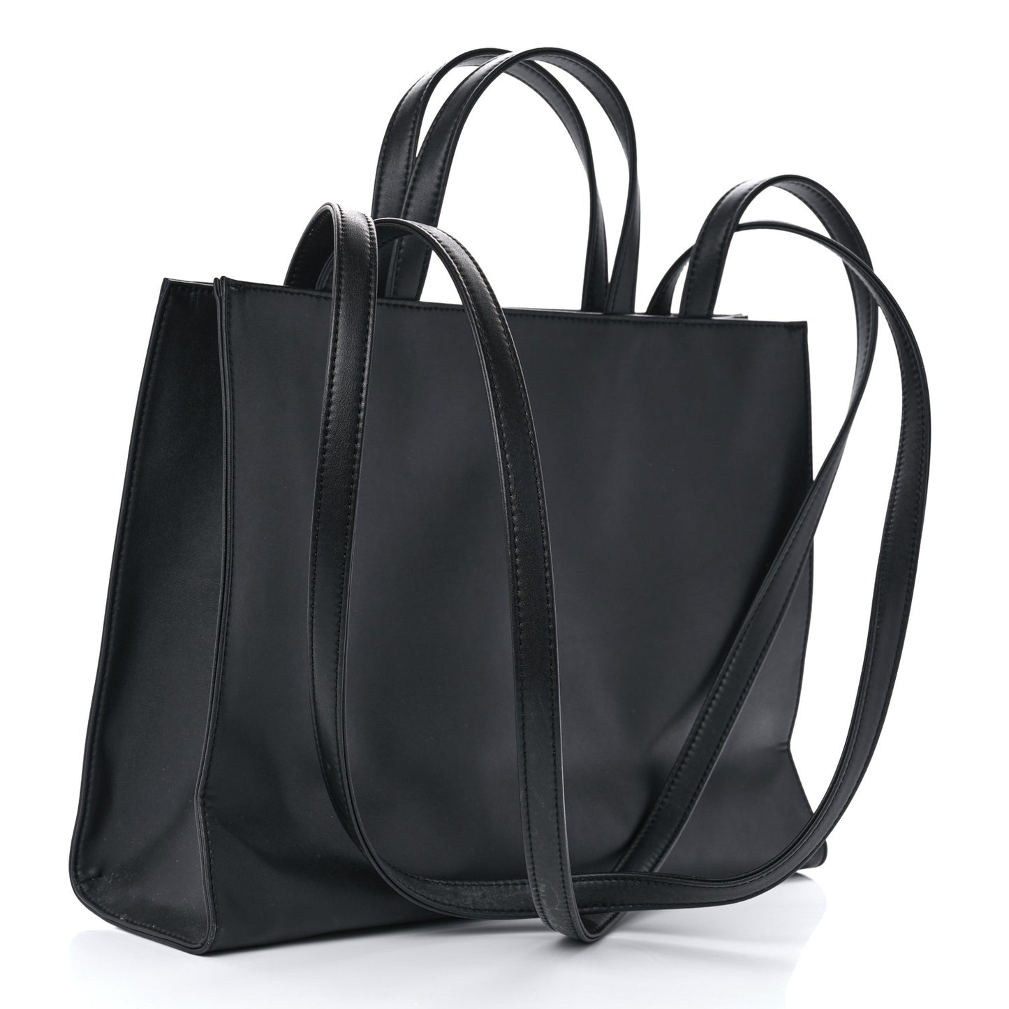 Vegan Leather Medium Shopping Bag Black