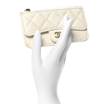 Chanel Caviar Quilted Flap Zip Card Holder White 2 of 8