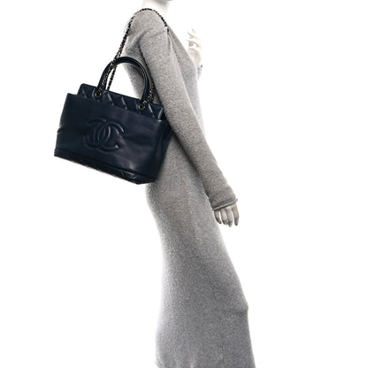 Chanel Soft Caviar CC Medium Top Handle Tote Navy Blue 2 of 12
