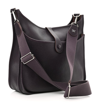 Hermes Taurillon Clemence Evelyne III GM Raisin 3 of 16