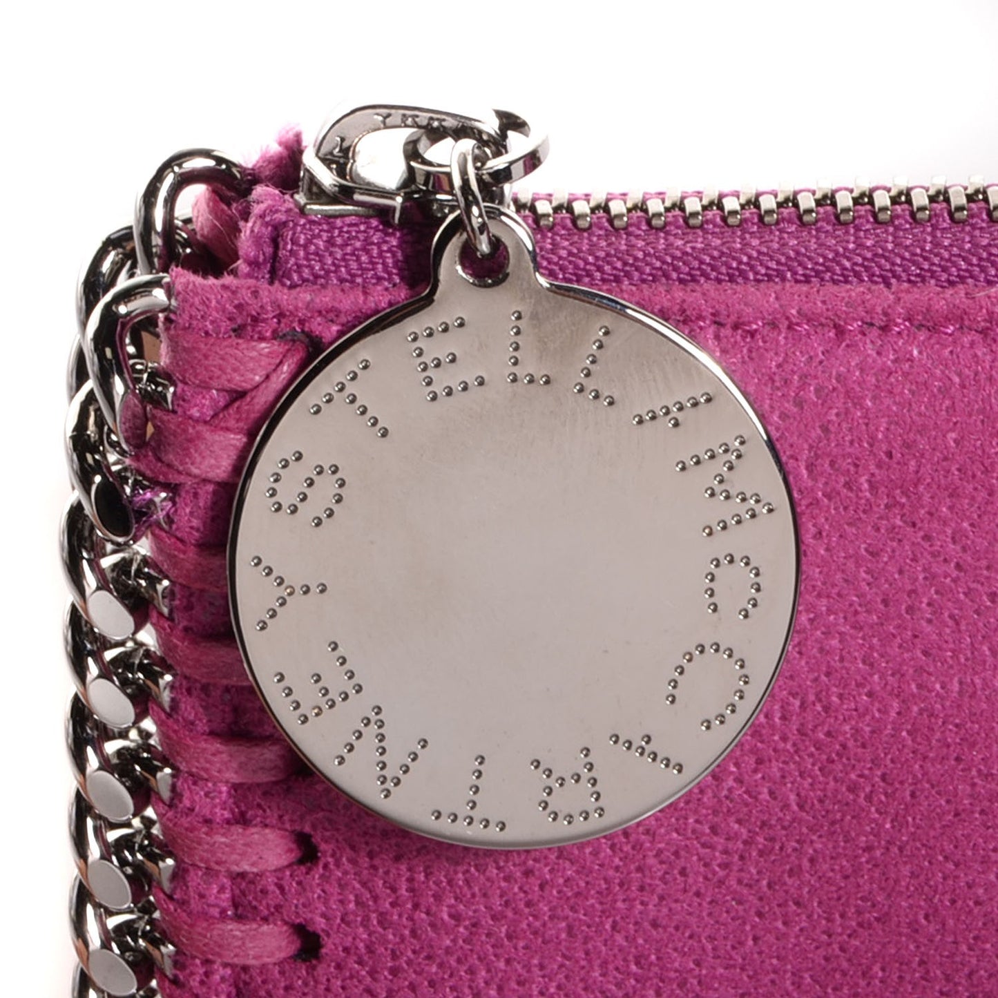 Faux Leather Shaggy Deer Falabella Zip Wallet Pink