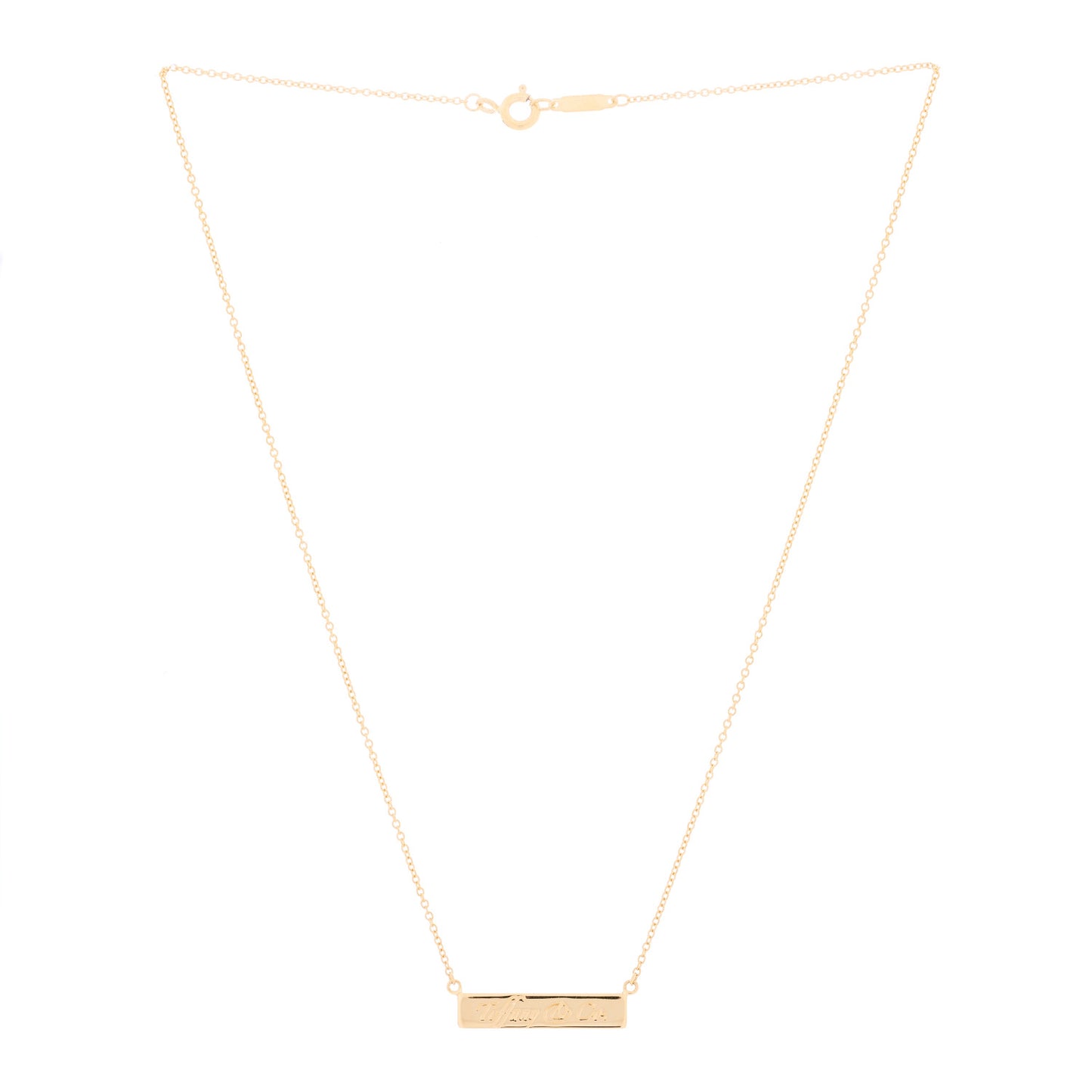 18K Yellow Gold Notes Bar Pendant Necklace