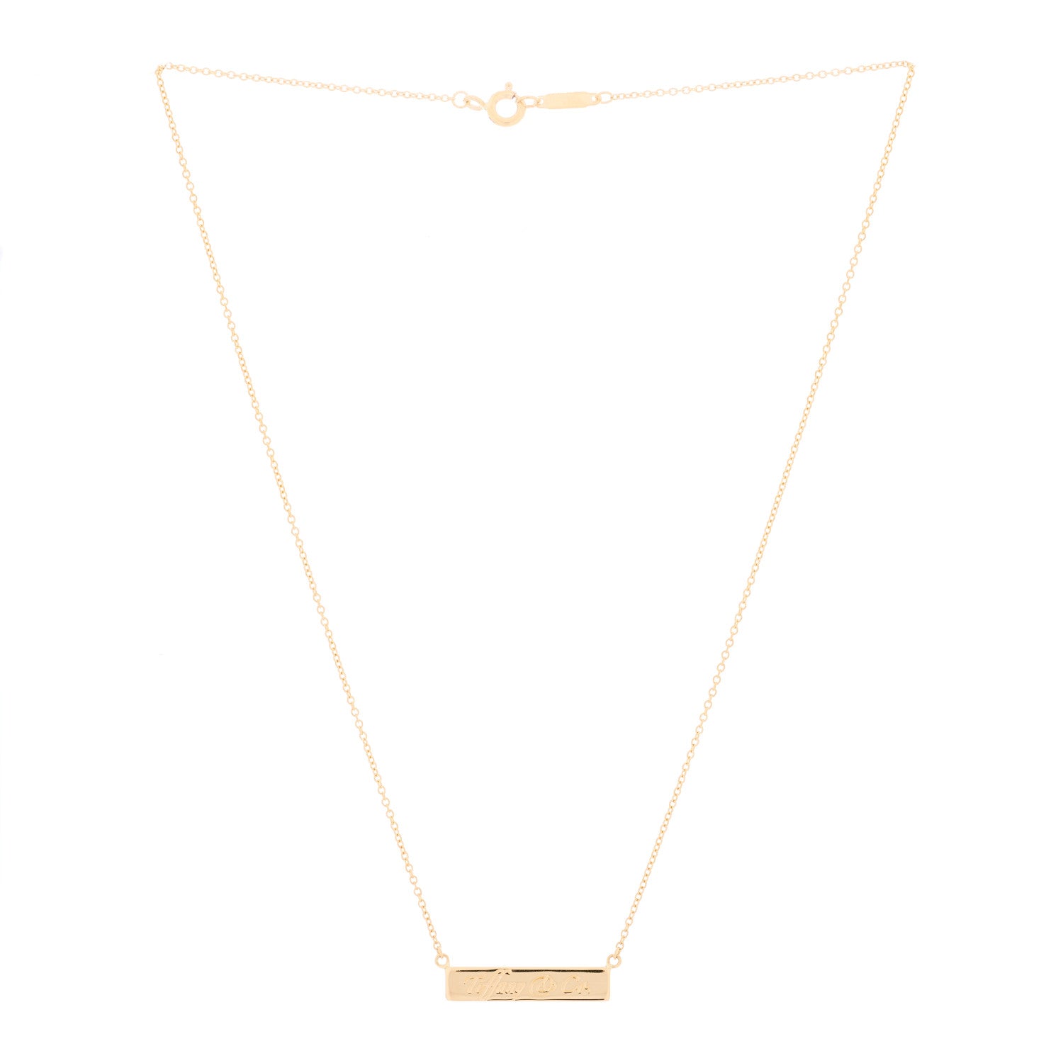 Tiffany 18K Yellow Gold Notes Bar Pendant Necklace 2 of 3
