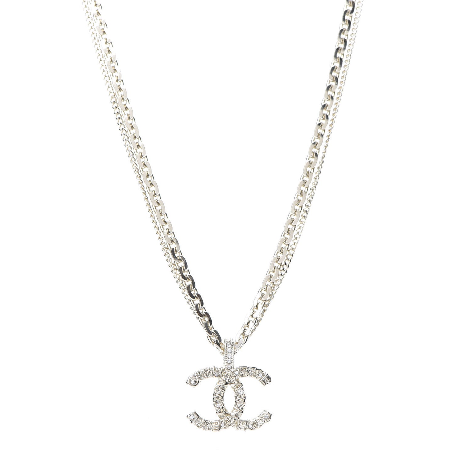 Crystal CC Multi Strand Chain Necklace Gold
